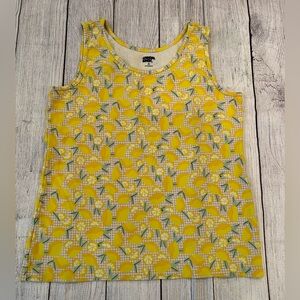 LANDS END Lemon Print Yellow Tank Top/size M
